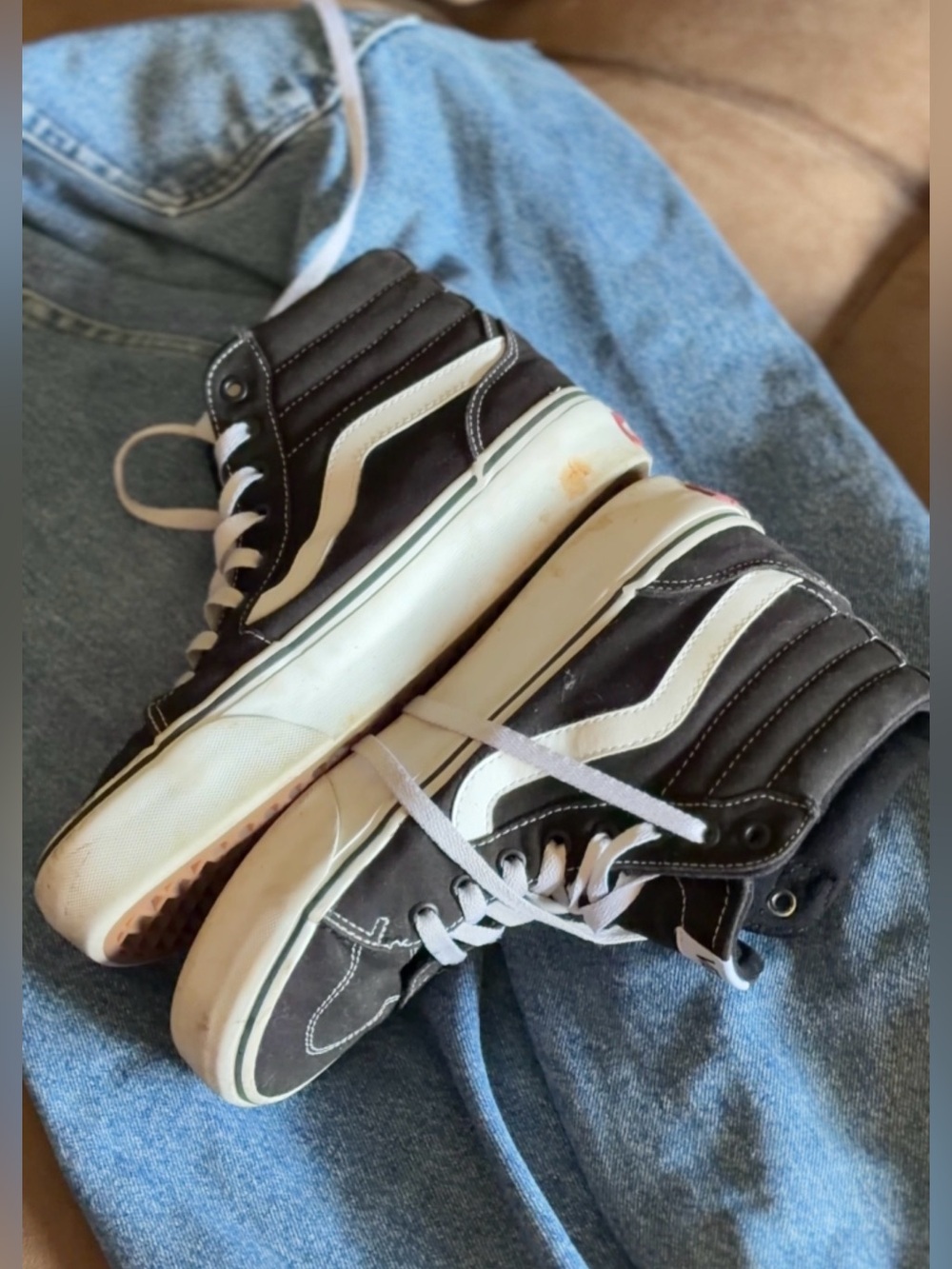 Vans Black and White High-Top Skate Sneakers - Picture 3 of 6